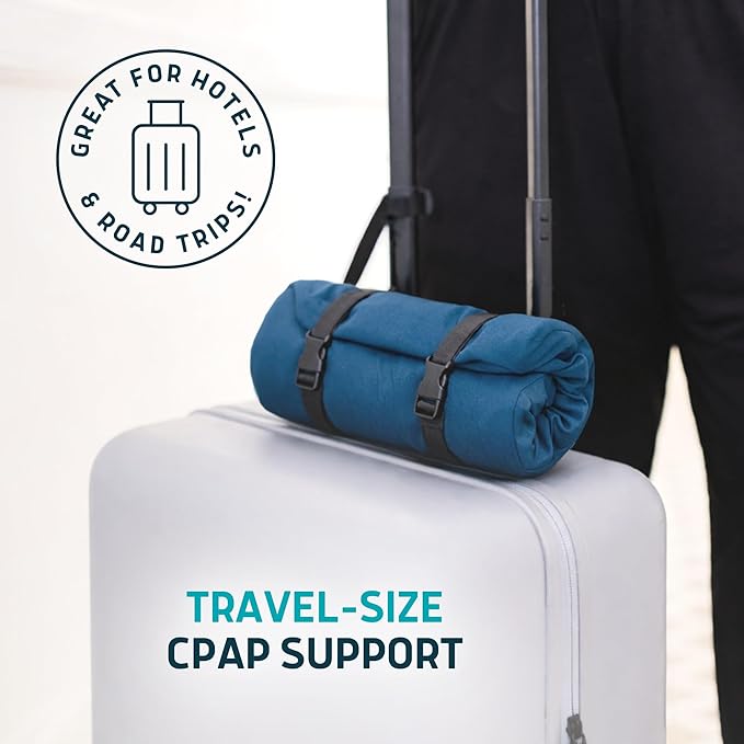 Lunderg Travel-Size CPAP Pillow for Side & Back Sleepers - Memory Foam with Adjustable Height & Travel Bag Included - Helps Reduce Mask Leaks & Pressure - Works with All CPAP Masks