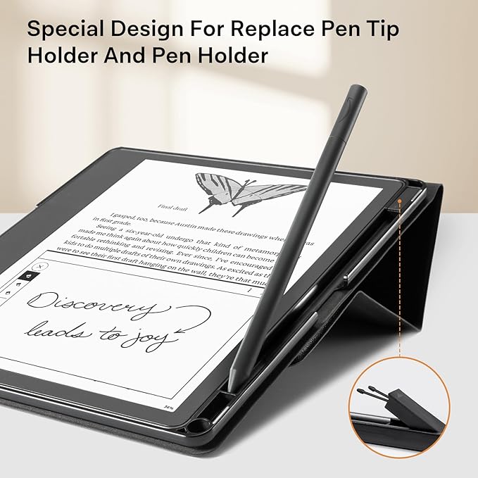 CoBak Stand Case for Kindle Scribe - Premium Folio Leather Cover with Pen Holder, Auto Sleep/Wake - Compatible with 10.2 Inch Kindle Scribe (2022/2024 Release)
