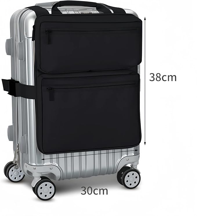 Adjustable Over Luggage Organizer for Hanging Extra Bag, Hands-Free Multi Travel Accessory for Business Trips & Vacations, Fits Most Suitcases & Laptop (Black-2)