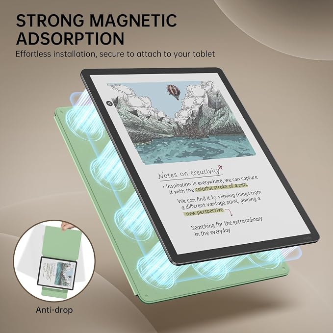 MoKo Magnetic Case for All-New 11" Kindle Scribe 2025(3rd Generation) & Kindle Scribe Colorsoft 2025(1st Gen) - Slim Folio Premium PU Leather Cover with Pen Clasp & Auto Sleep Wake, Green Flower
