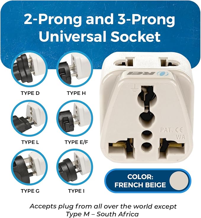 OREI USA, Japan, Philippines & More (Type B) Travel Adapter Plug - 2 in 1 - CE Certified - RoHS Compliant - 4 Pack - White Color (DB-5-4PK)