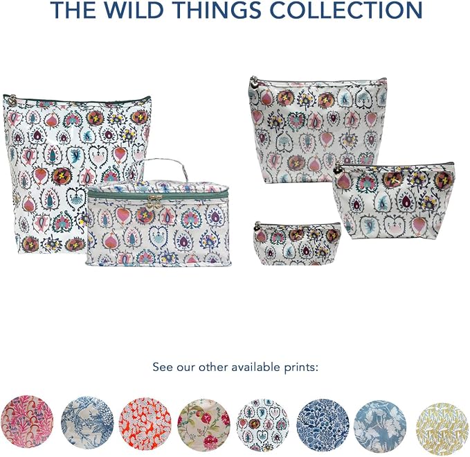 Jacaranda Living Medium Cosmetic Bag – Waterproof PVC-Lined Cosmetic & Toiletry Organizer, Zipper Pouch for Skincare, Makeup & Accessories, Wild Things