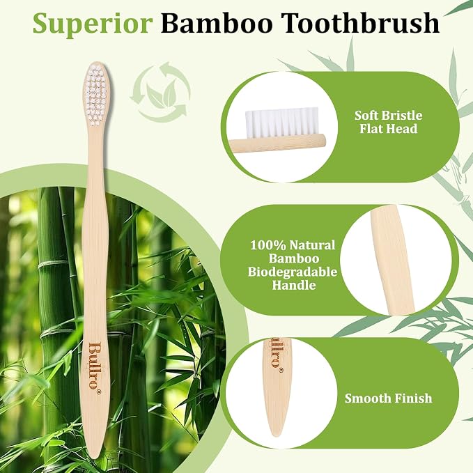 Bamboo Disposable Toothbrush Kit (100 Pack) with 6g Toothpaste - 100% Natural Biodegradable - Individually Wrapped Disposable Amenities for Hotel, Airbnb, Travel, Camping, Homeless & Guest Use