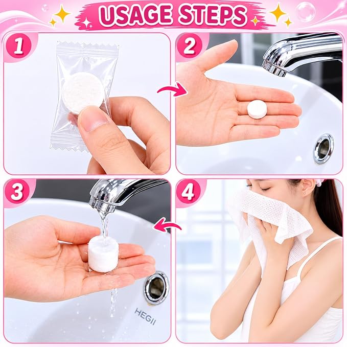 150 Pcs Travel Women Beauty Care Kit Bulk with Cotton Swab Nail File Vanity Pack Compressed Towel Makeup Remover Cloth Hotel Disposable Toiletries Kit Wedding Bathroom Basket