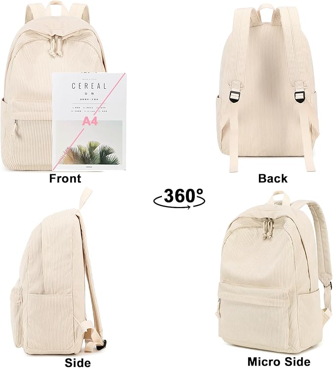 Bluboon School Backpack for Teen Girls Bookbags Elementary High School Corduroy Laptop Bags Women Travel Daypacks