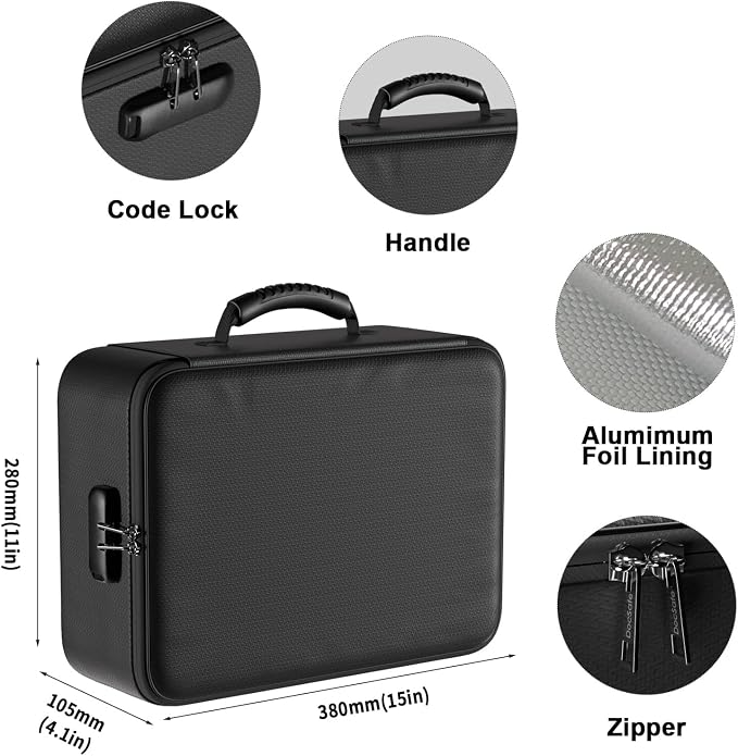 DocSafe 5200°F Document Organizer with Lock, Heat Insulated Fireproof Box | Upgraded 8 Layers File Storage Protection,Water-Resistant,Portable Home Travel Safe for Important Documents and More,Black