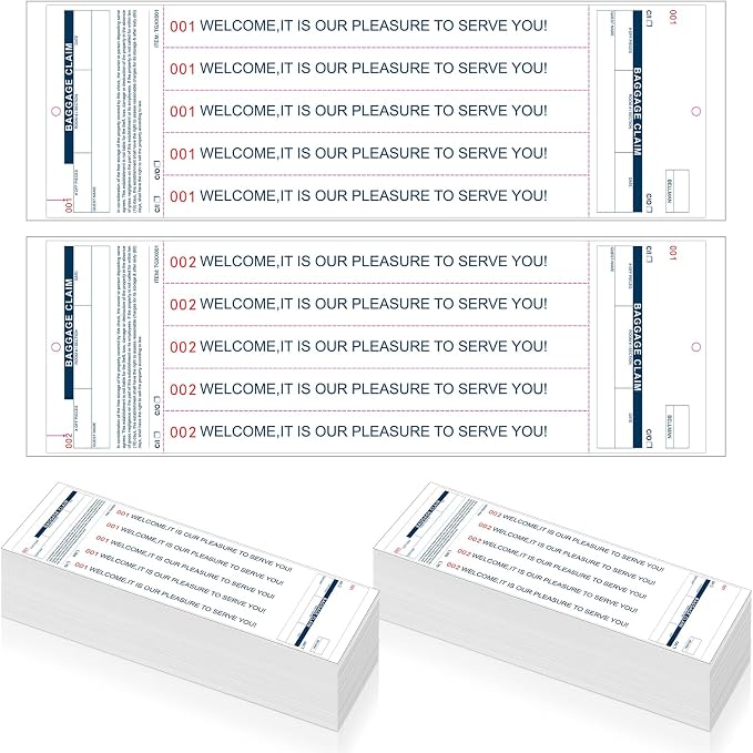 Feifeiya 500 Hotel Luggage ID Tag Paper Baggage Claim Check Tag Numbering from 000 to 499 Baggage Identification Suitcase(White)