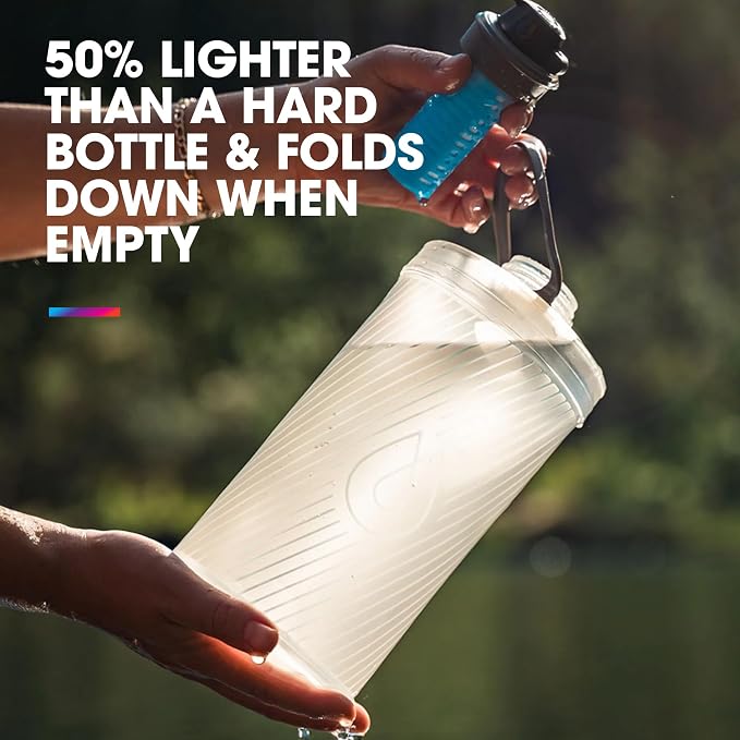 HydraPak Flux+ 1.5L Filter Kit - Collapsible Backpacking Water Bottle With Integrated Water Filter - BPA Free, Ultra Light, Spill-Proof Twist Cap