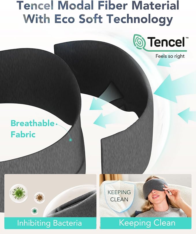 Sleep Mask,Eye Mask Wrap-Around Design, Light Shading, Breathable Fabric, Adjustable, Lightweight, Sturdy Stitching…