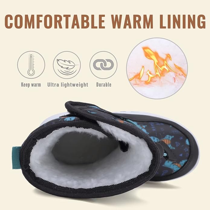 CIOR Winter Snow Boots for Boy and Girl Outdoor Waterproof with Fur Lined(Toddler/Little Kids)