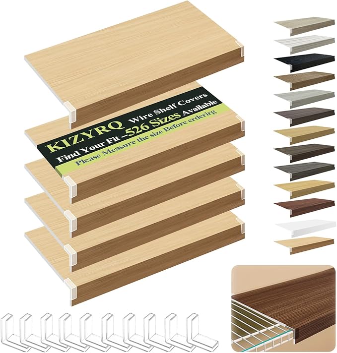 5 Pack Wire Shelf Covers,23x16x2.5in Wire Rack Covers for Pantry Durable PVC Shelf Liners-0.31 inch Thick, Moisture-Resistant Shelves Cover for Store Pantry Kitchen Removable Closet,#02 Wood Color