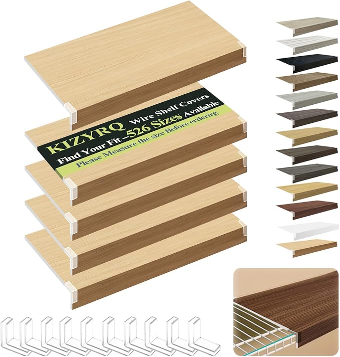 5 Pack Wire Shelf Covers,29x12x2in Wire Rack Covers for Pantry Durable PVC Shelf Liners-0.31 inch Thick, Moisture-Resistant Shelves Cover for Store Pantry Kitchen Removable Closet,#02 Wood Color