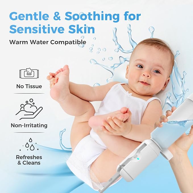 HEYAXA Portable Bidet for Travel, Rechargeable High Pressure Travel Bidet Sprayer for Women, Men, Baby and Hemorrhoid Relief, IPX7 Waterproof Peri Bottle for Postpartum Care(White)