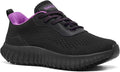 SHULOOK Women's Non Slip Work Shoes Slip-Resistant Kitchen Chef Restaurant Food Service Nurse Shoe Comfortable Mesh Breathable Walking Sneakers Black