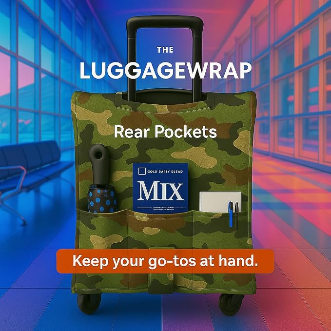 Medium Confident Camouflage Water-Resistant Luggage Covers for Suitcase TSA Approved for 24"-26" - Durable Patented Design Suitcase Covers for Luggage, Fundas para Maletas, Travel Accessories