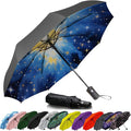 SIEPASA Compact Travel Umbrella - Windproof Auto Open/Close, Small Folding Umbrella for Rain & Sun with UPF50+ - Lightweight Frame, Waterproof - Fits Backpack, Purse, Suitcase.(Nebulas)