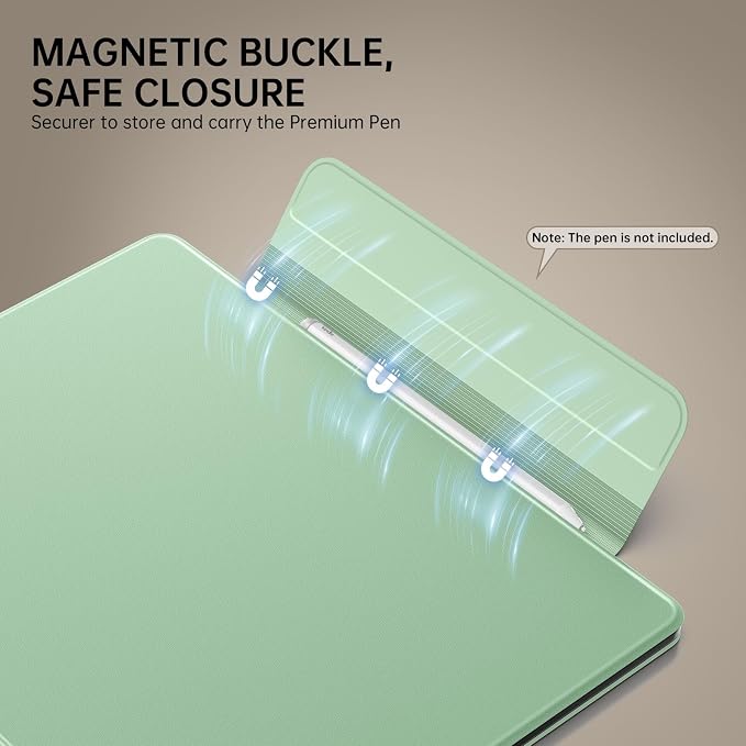 MoKo Magnetic Case for All-New 11" Kindle Scribe 2025(3rd Generation) & Kindle Scribe Colorsoft 2025(1st Generation) - Slim Folio Premium PU Leather Cover with Pen Clasp & Auto Sleep Wake, Green