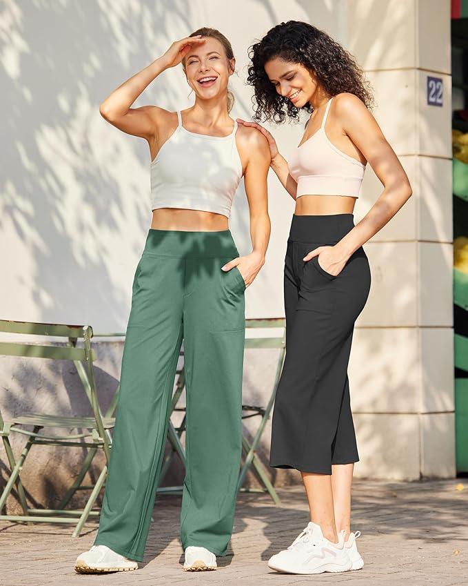 G4Free EverGoing Yoga Pants Women Wide Leg Pants with Pockets High Waist Stretch Dress Casual Sweatpants Petite/Regular/Tall