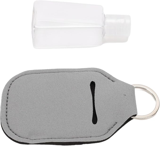 Pomya 30ml Refillable Travel Bottles | LeakProof Keychain Holders Set For Hand Sanitizer & Lotion (Gray)