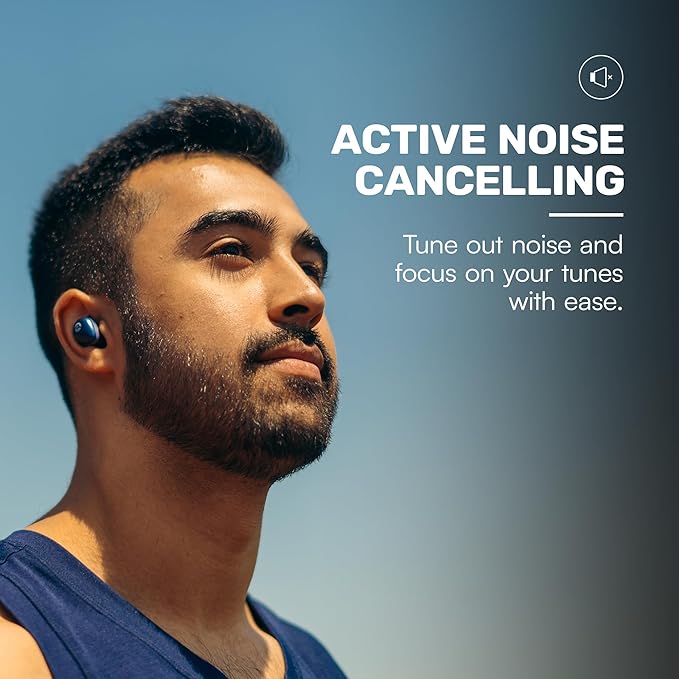 Raycon Fitness Bluetooth Wireless Earbuds + Microphone with Active Noise Canceling, Sweat & Water-Resistant Earphones, Running Headphones, Ear Buds Wireless Bluetooth 56 Hours Playtime (Blue)