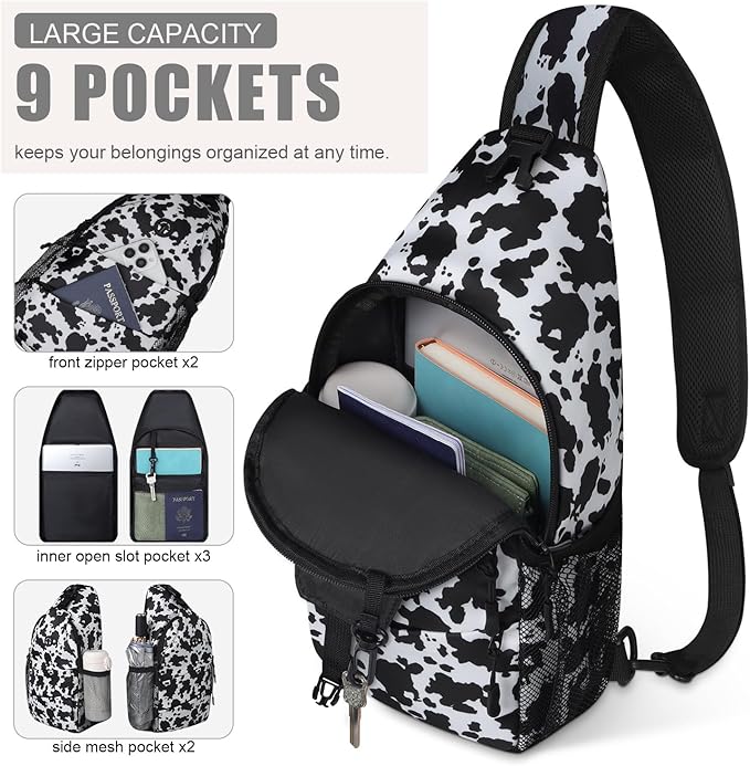 Pritent Crossbody Bags for Women Men Trendy Sling Bag Backpack Casual Chest Bag with Convertible Shoulder Strap