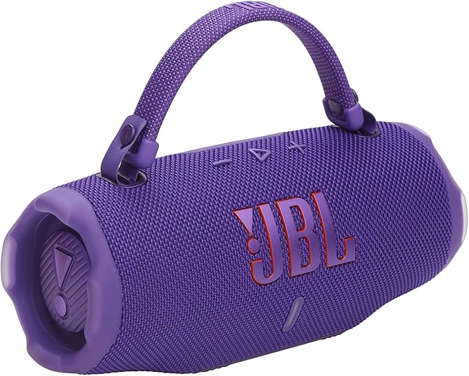 JBL Charge 6 - Portable Waterproof & Drop-Proof Bluetooth Speaker, Bold JBL Pro Sound with AI Boost, 28Hrs of Playtime, Built-in Powerbank & Comes with a Sturdy/Removable Carrying Strap (Purple)