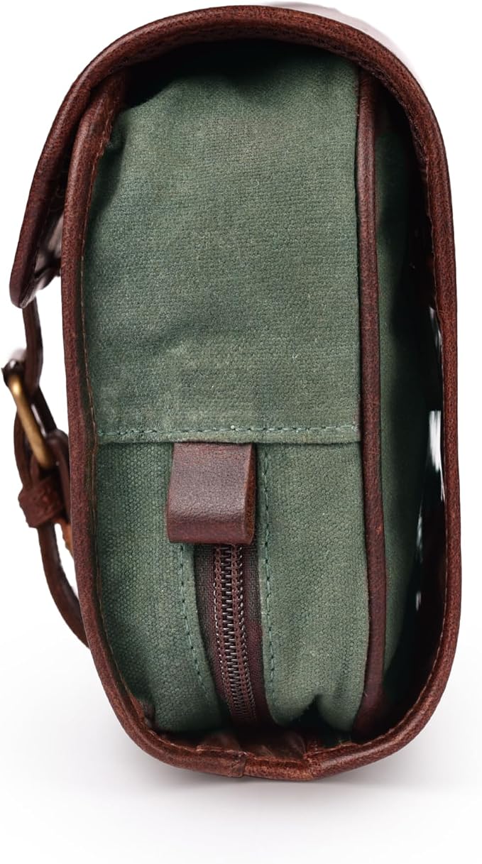 LEATHER VILLAGE Hanging Genuine Leather Toiletry Bag for Men & Women with Waterproof Lining – Handcrafted Vintage Travel Dopp Kit, Shaving Organizer & Shower Bathroom Essentials Case - Cherry