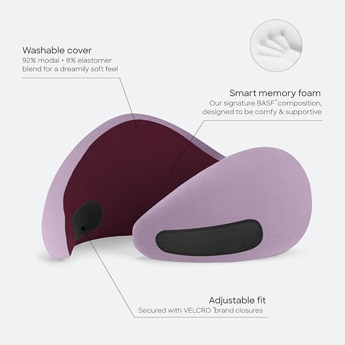 Ostrichpillow Go Neck Pillow, Travel Pillows for Airplanes, Premium Memory Foam Travel Pillow, 360º Ergonomic Design, Asymmetrical Sides, Travel Bag Included, Washable Modal Cover