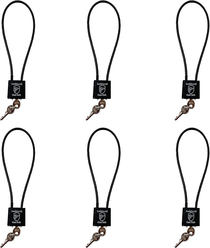 Cable Gun Locks with Keys Hunting Sports- Keyed Alike 15" Cable Gun Safe Lock CA DOJ Approved for Pistols, Handguns, Rifles, and Shotguns, Home, Storage Firearm Locking and Safety