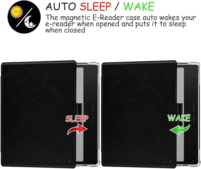 Pen Holder Case for Onyx Boox Go Color 7 (Gen 1/2, 2024/2025) / Boox Go 7 Ultra-Thin Enhanced Auto Sleep/Wake Cover with Transparent TPU Back & Magnetic Closure (Black)