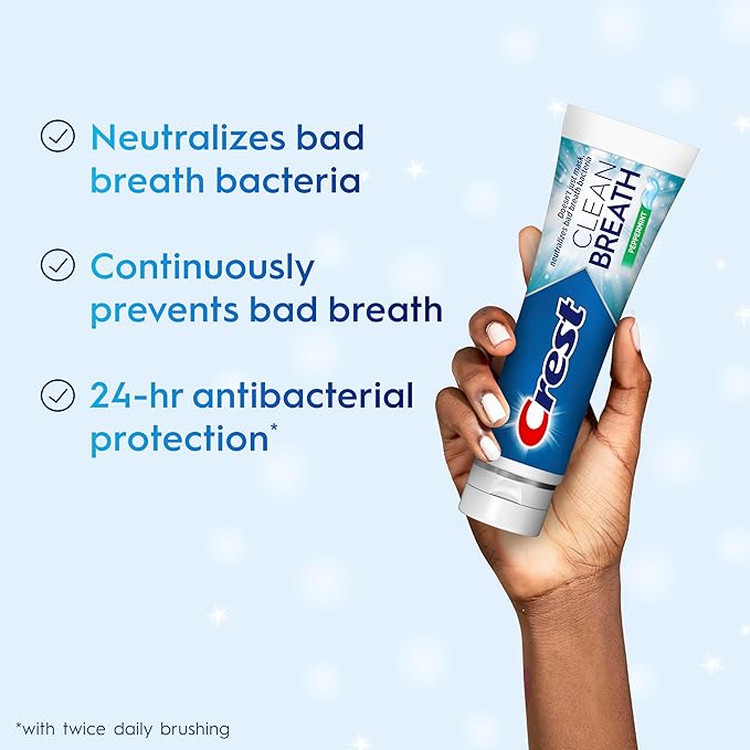 Crest Toothpaste Clean Breath Peppermint 4.6oz – Neutralizes Bad Breath, Antibacterial Protection, Fights Cavities, Freshens Breath, Gently Whitens