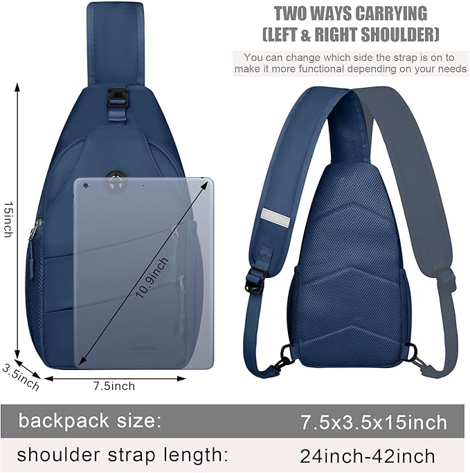 Pritent Crossbody Bags for Women Men Trendy Sling Bag Backpack Casual Chest Bag with Convertible Shoulder Strap