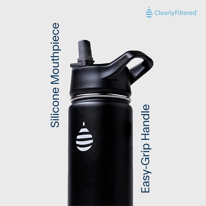 Clearly Filtered Water Bottle | Targets/Removes 200+ Contaminants, Double-Wall Insulated Stainless Steel, BPA/BPS Free, Phthalate Free, Filters Flouride Leads Chlorine (20oz, Sage Gray)