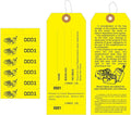 1000 Baggage Claim Check Tags with Manifold Construction for Multiple Bags. Yellow Stock, Printed in Black Ink with 6 Yellow Labels & Matching Numbers & Elastic String Attached. Size: 6 1/2" x 2 1/2"