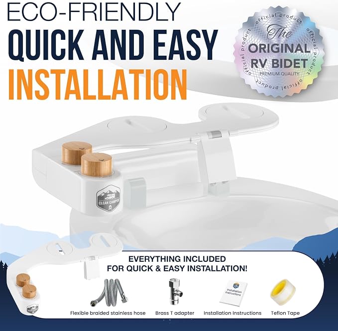 Clean Camper The Original RV Bidet Self-Cleaning Dual Nozzles | Non-Electric, Reversible Design | Easy Installation, RV Waterline Compatible | Adjustable Gentle Water Pressure | Eco-Friendly
