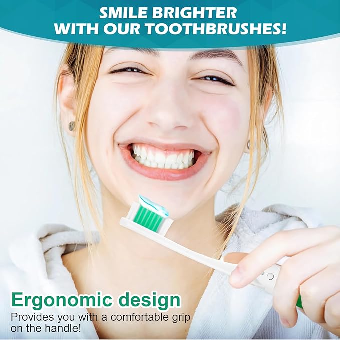 Navona 20 PCS Travel Toothbrush Set, Travel Size Toothbrush, Folding Mini Toothbrushes, Portable Individually Wrapped Bulk Toothbrushes, Medium Bristles for Camping, Hiking, School