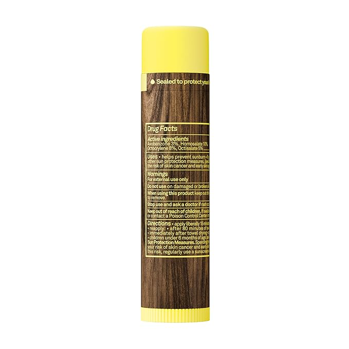 Sun Bum SPF 30 Sunscreen Pineapple Lip Balm - Moisturizing Aloe Vera and Vitamin E - Vegan and Cruelty Free - Broad Spectrum UVA/UVB Lip Protection - 0.15 oz Stick