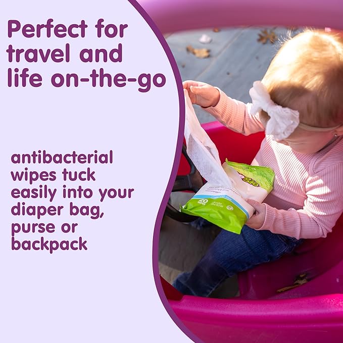 Boogie Antibacterial Hand Wipes - 120 Count - Hypoallergenic & Alcohol-Free - Travel and Diaper Bag Essential