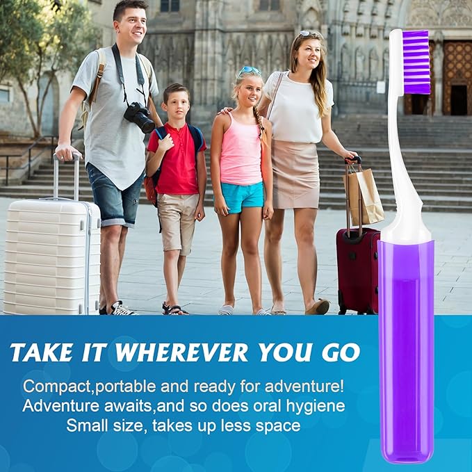 Navona 20 PCS Travel Toothbrush Set, Folding Mini Toothbrush, Potable Travel Size Toothbrushes, Medium Bristles, Individually Wrapped Bulk Toothbrushes for Camping, Hiking, School