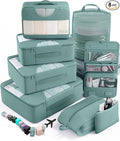Veken 8 Set Packing Cubes for Travel Essentials, Suitcase Organizer Bags in 4 Sizes, Carry-On Luggage Accessories with Large Laundry Bag & Passport Holder, Must-Have for Airplane, Road Trip & Camping