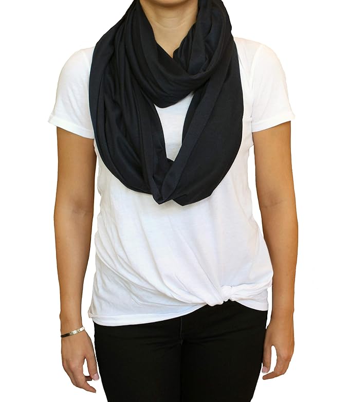Nursing Covers for Breastfeeding, Soft Infinity Scarf Shawl Cover Up - Lightweight, Breathable Privacy Nursing Wrap in Black