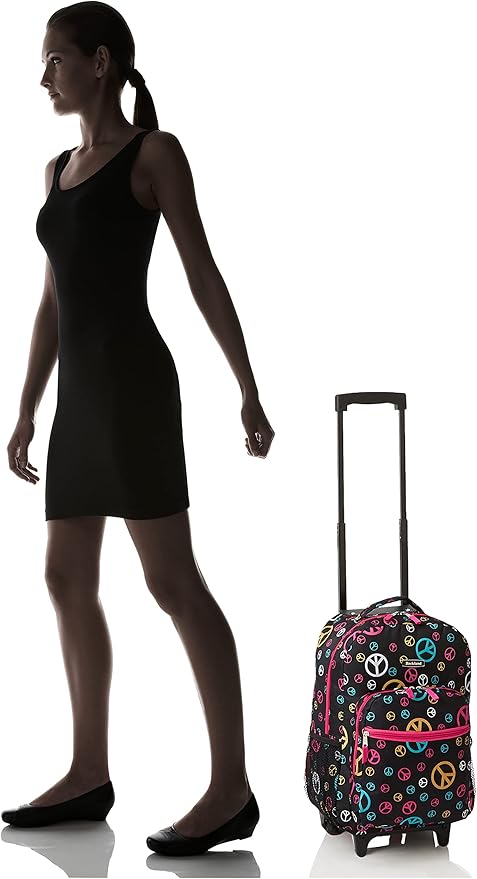 Rockland Double Handle 17" Rolling Backpack, Peace