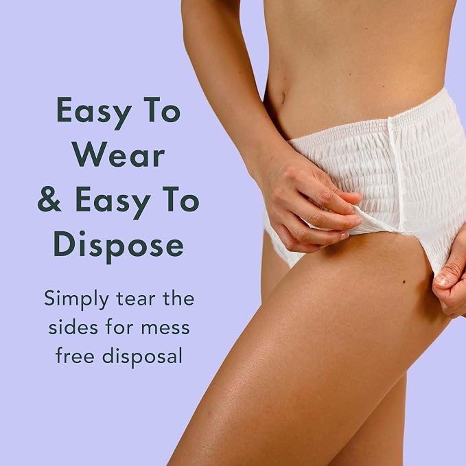 Rael Disposable Underwear for Women, Organic Cotton Cover - Incontinence Pads, Postpartum Essentials, Disposable Underwear, Unscented, Maximum Coverage (Size S-M, 12 Count)