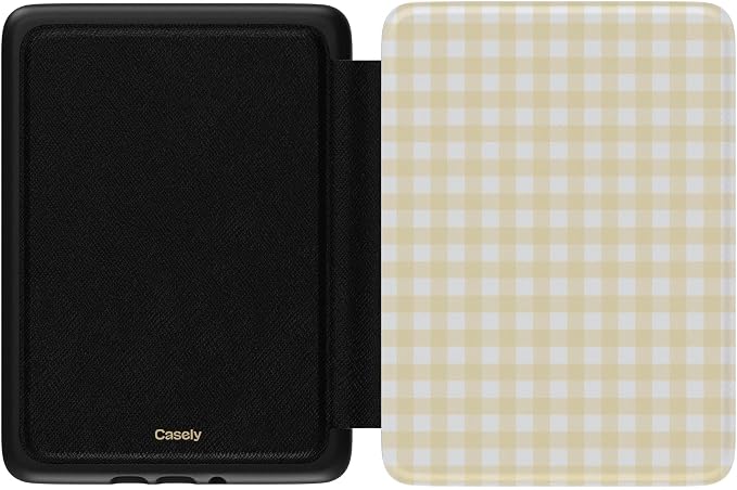 Casely Kindle Case | Pastel Picnic | Yellow Gingham | Compatible with 7” Kindle Colorsoft and 7” Kindle Paperwhite (12th Gen 2024 Models)