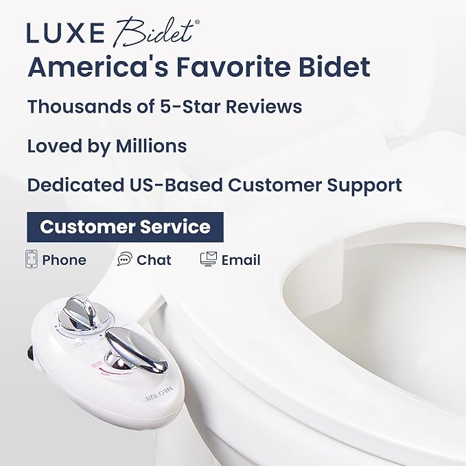 LUXE Bidet NEO 320 - Warm Water, Dual Nozzle, Self-Cleaning, Non-Electric Bidet Attachment for Toilet Seat, Adjustable Water Pressure, Rear & Feminine Wash (White)