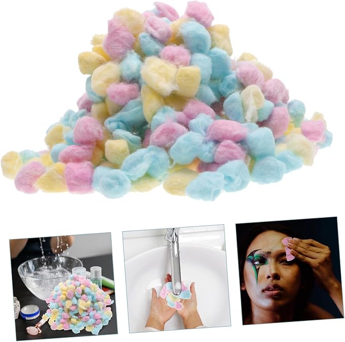 1Pack Colored Cotton Balls Soft Absorbent Face Cleaning Supplies for Newborns Makeup Removal Assorted Cotton Balls