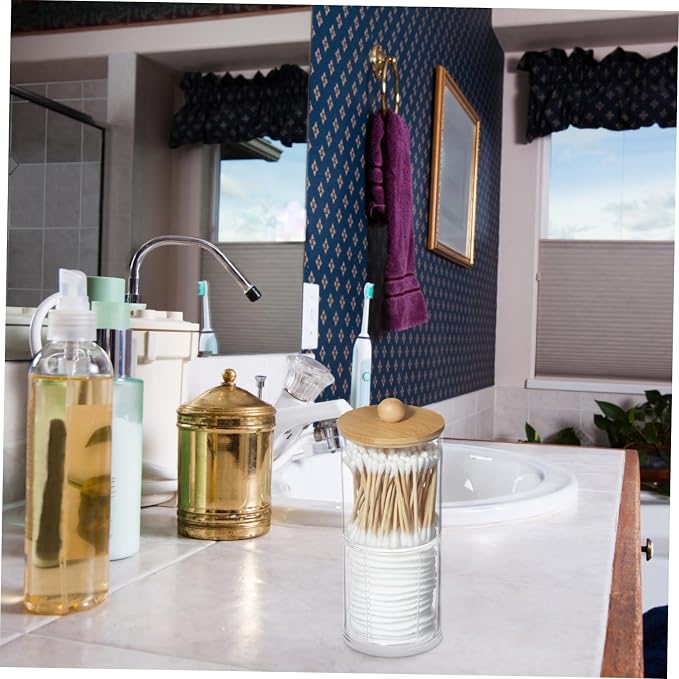 4pcs Cotton Pad Organizer Stackable Design Portable Round Storage Jar for Makeup Cotton Pads and Stylish Bathroom and Vanity Decor for Efficient Organization