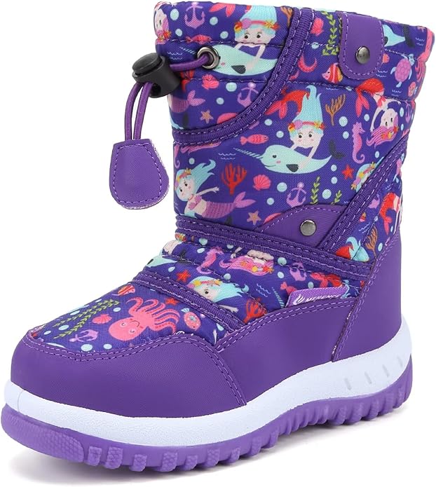 CIOR Winter Snow Boots for Boy and Girl Outdoor Waterproof with Fur Lined(Toddler/Little Kids)
