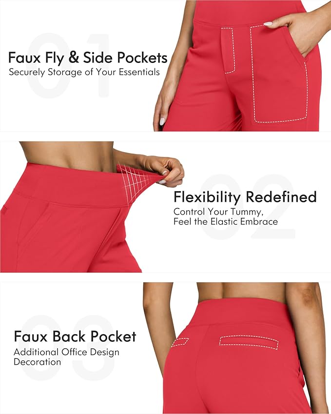 G4Free EverGoing Yoga Pants Women Wide Leg Pants with Pockets High Waist Stretch Dress Casual Sweatpants Petite/Regular/Tall