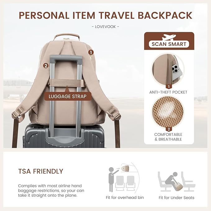 LOVEVOOK Laptop Backpack for Women with Pouch Pocket for Large Capacity Cup,15.6 Inch Laptop Computer Bag Travel Backpack Purse,Waterproof Work Business Backpack College Teacher Bags,Gray-Pink